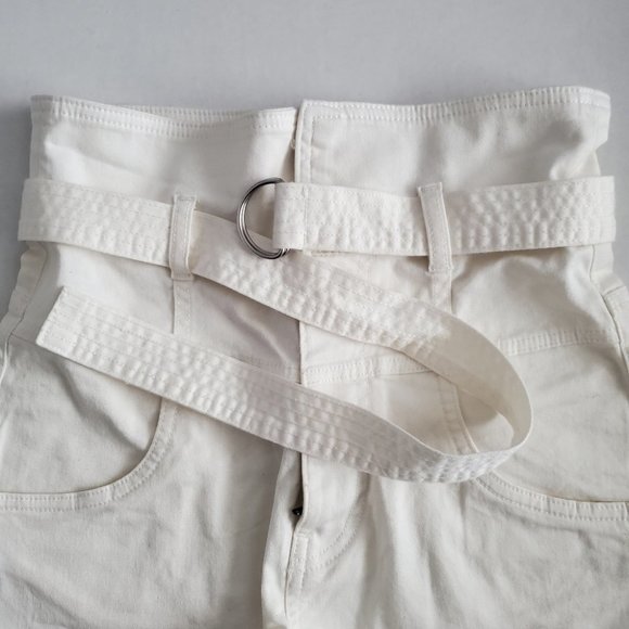 H&M High Fold over Waist Belted Shorts, White, 6 - Picture 7 of 8